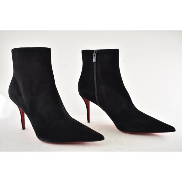 Christian Louboutin So Apostropha Booty 80 Black Suede Ankle Heel Bootie 36 - Picture 4 of 16